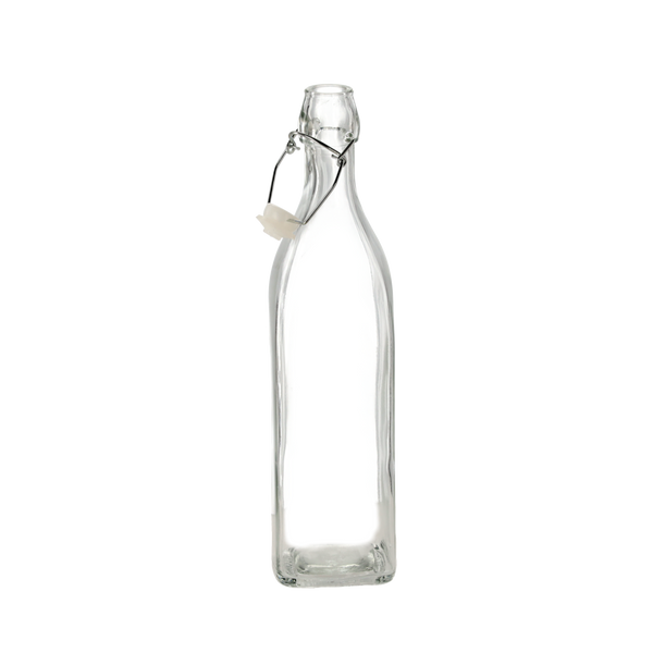 BOTTLE 0.95L SQUARE WITH MECHANICAL STOPPER