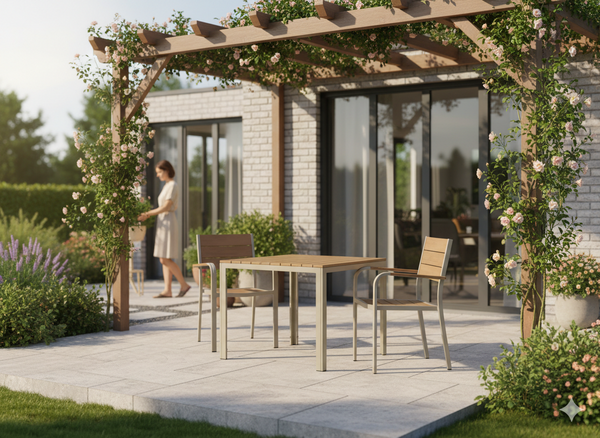 STÓŁ OGRODOWY ALUMINIOWY BEŻOWY 80 x 80 x 73 CM