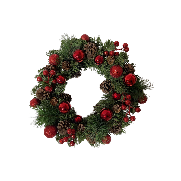 CHRISTMAS WREATH 36 CM WITH CONES RED