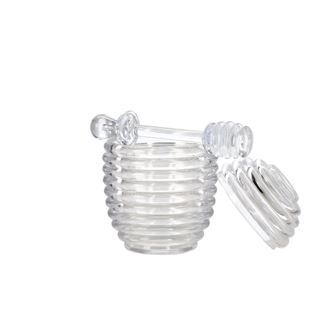 PLASTIC HONEY JAR 200ML WITH SPOON DISP=12PCS