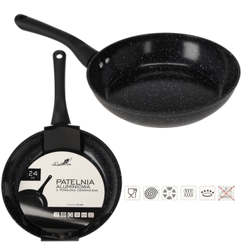 PATELNIA ALUMINIOWA 24 CM 2,5 MM Z POWŁOKĄ CERAMICZNĄ (INDUKCJA)  *6405