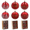 Set de 6 globuri roșii de Crăciun 8 cm mix modele *5836