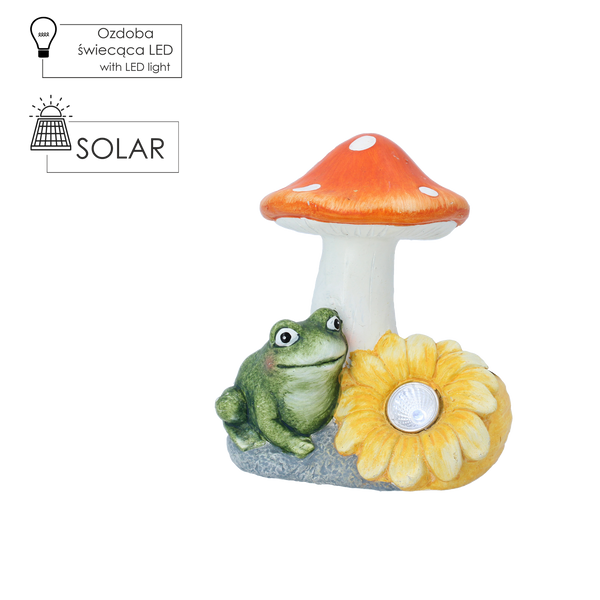GARDEN FIGURINE – AMANITA WITH FLOWER 13,5 X 11 X 16,5 CM LED pack=4 pcs