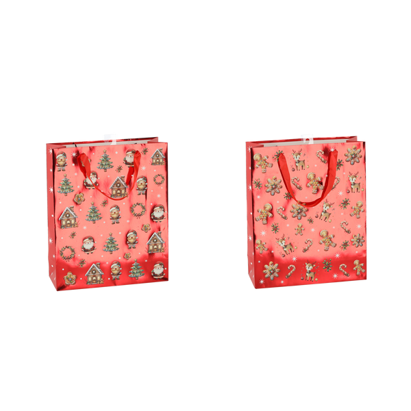 CHRISTMAS GIFT BAG "CHRISTMAS GINGERBREADS" 18 x 24 x 8 CM MIX DESIGNS