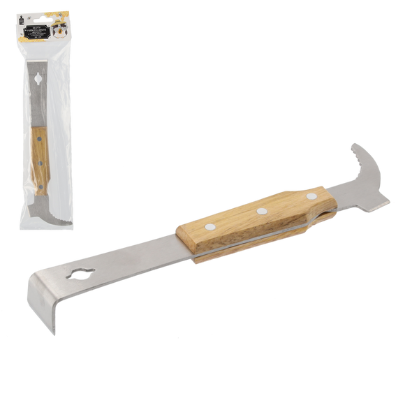 STAINLESS STEEL BEEKEEPING CHISEL IN WOODEN FRAME WITH PRY BAR 26 CM opak=6pcs