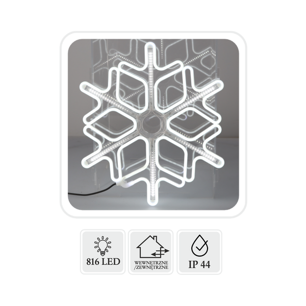 SNOWFLAKE 30 CM NEON LED COLD WHITE + COLD WHITE FLASH IP44