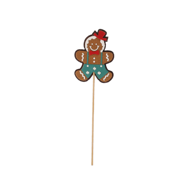 CHRISTMAS DECORATION - GINGERBREAD ON STICK MIX DESIGNS 6 x 7.5 CM