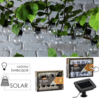 SOLAR GARDEN GARLAND LENGTH 2 + 1.8 M LUCA 10 LED COOL WHITE