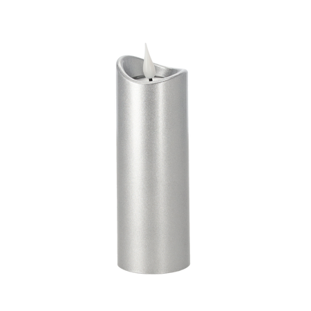 LED CANDLE 5CMX15CM WITH BATTERIES SILVER PINK FLAME*9686