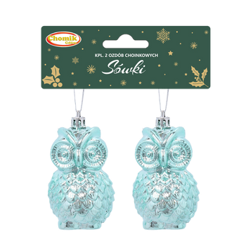 SET OF 2 CHRISTMAS TREE DECORATIONS OWLS