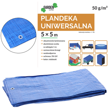 PLACHTA 5 x 5 M (+/- 5%) 50GSM 3%UV MODRÁ *4119