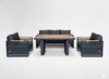 ZESTAW MEBLI ALUMINIOWYCH "SKOPJE" ( SOFA + 2 FOTELE + STOLIK) SZARY + SZARE PODUSZKI