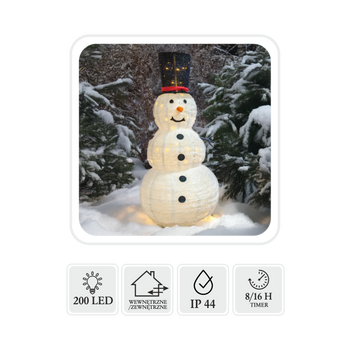 CHRISTMAS DECORATION - SNOWMAN LED 1,8 M 200L IP44