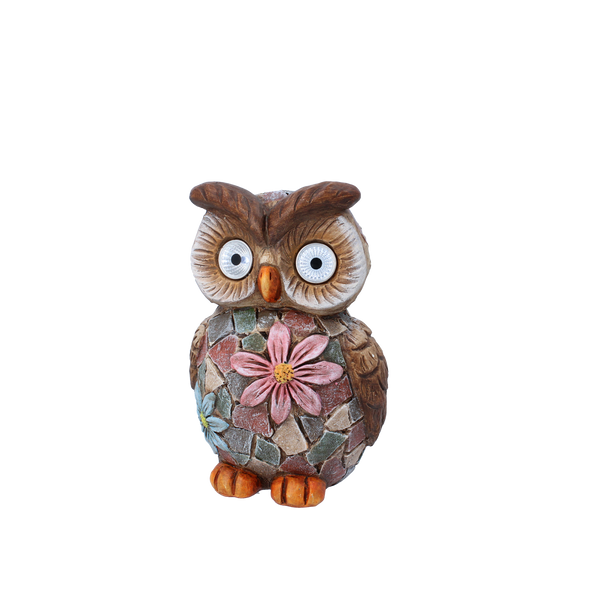 FIGURINĂ DE GRĂDINĂ - BUFNIȚĂ CU OCHI ILUMINAȚI 13,5 x 12 x 20,4 CM LED pachet=2buc *7966