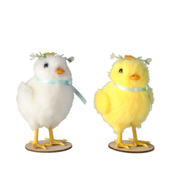 EASTER DECORATION - CHICK 4 x 5 x 7,5 CM MIX 2 COLORS pack=12pcs