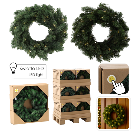 WIENIEC ŚWIĄTECZNY Z SOSNY 35 CM LED MIX WZORÓW disp=12szt pal=36szt *2015