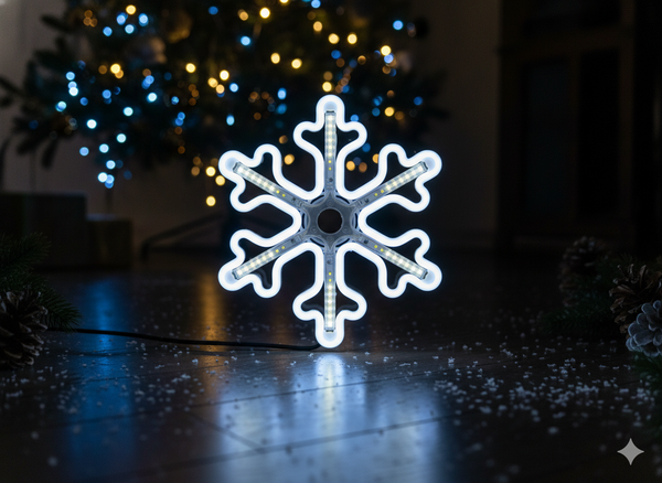 SNOWFLAKE 30 CM NEON LED COLD WHITE + COLD WHITE FLASH IP44