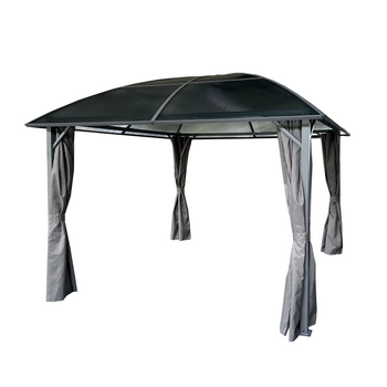 GARDEN GAZEBO PAVILION WITH SIDE CURTAINS – GREY 3 X 3 M
