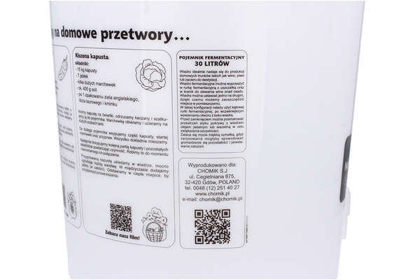 POJEMNIK FERMENTACYJNY / WIADERKO 30L Z POKRYWĄ *4911