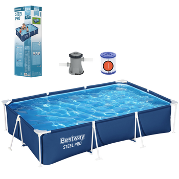 PISCINĂ CU RAME 300 x 201 x 66 CM (PISCINĂ, POMPĂ DE FILTRARE) *9605 *8019