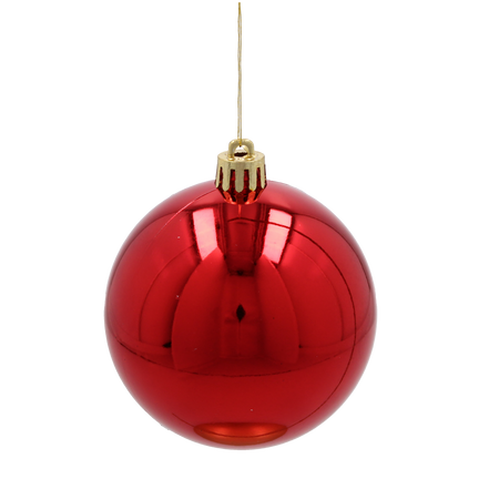 SET OF 6 BAUBLES 8 CM RED/GREEN/WHITE