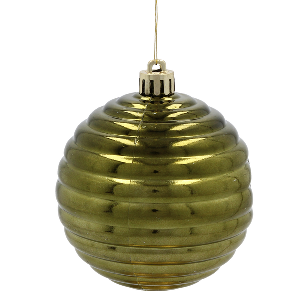 SET OF 6 BAUBLES 8 CM OLIVE/COPPER/GRAPHITE