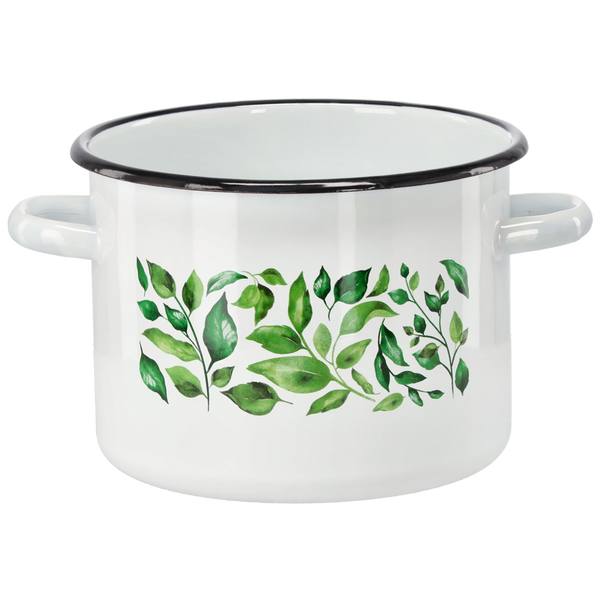 GARNEK EMALIOWANY 4,5 L 20 CM BIAŁY FIKUS *9204