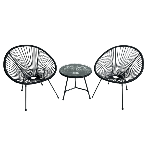 ZESTAW MEBLI OGRODOWYCH (2 KRZESŁA, STOLIK) - CZARNY