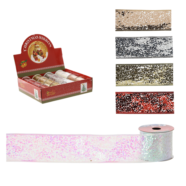 CHRISTMAS DECORATIVE RIBBON 6.3 CM x 2.7M