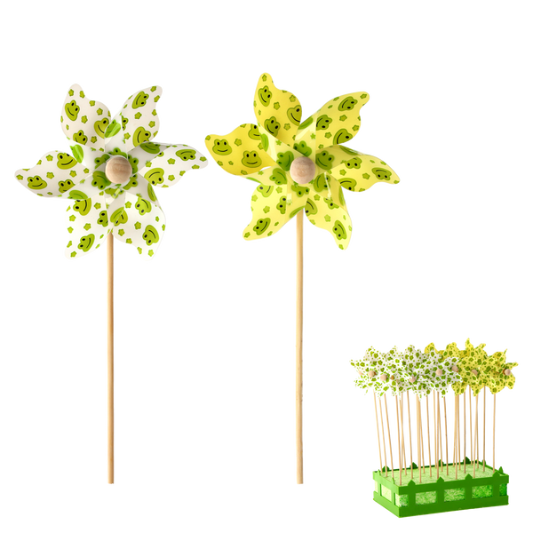 PINWHEEL WITH FROGS 9 x 27,5 CM WHITE/YELLOW