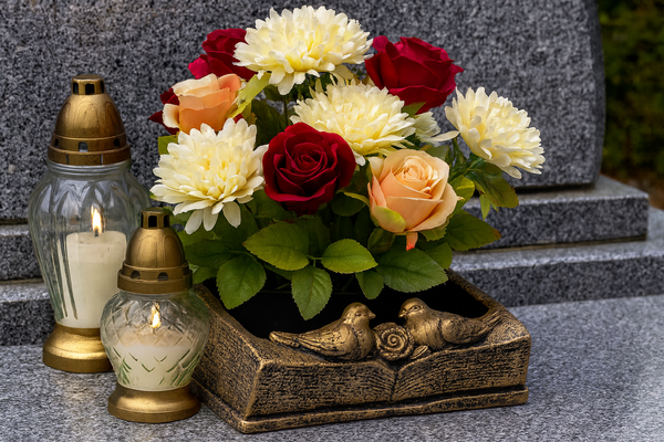 Vază de cimitir din ciment - Cartea Aurie 24 X 16 X 8,5 CM *8912