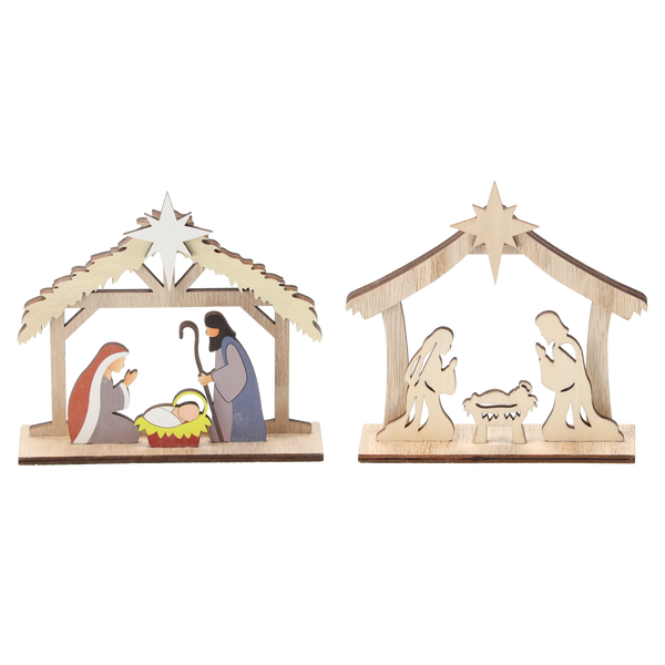 DECORAȚIE DIN LEMN DE CRĂCIUN - STABLE MIX DE MODELE ambalaj=12buc *7076