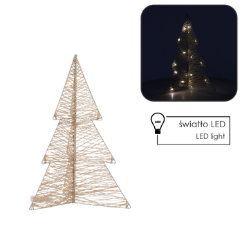 OZDOBA ŚWIĄTECZNA - CHOINKA LED 50 CM SZAMPAŃSKIE ZŁOTO *6246