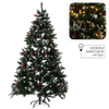 ARTIFICIAL CHRISTMAS TREE 180 CM SNOWED WITH ROWAN BERRIES, CONES, LED