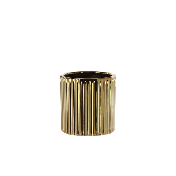 ORECHEA DIN CERAMICĂ PENTRU GHIVECI 11,5 x 11,5 x 12 CM AURIE CU DÂRAI *5641