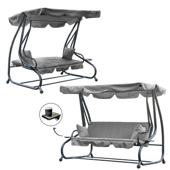 GARDEN SWING 210 X 120 X 170 CM GRAY WITH SUNBED FUNCTION