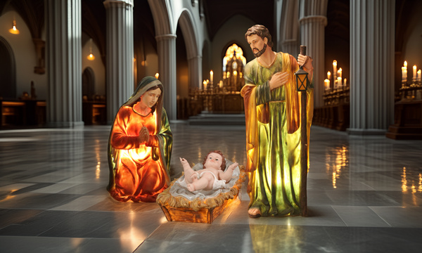 SET OF 3 ILLUMINATED FIGURES - HOLY FAMILY 100 CM RESIN