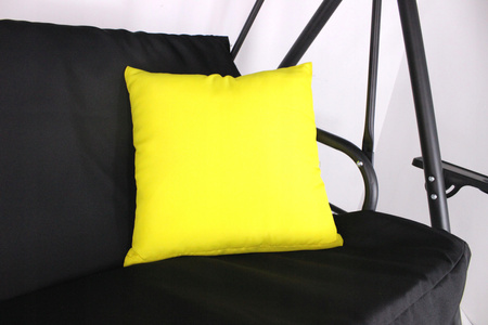 HOTAȚĂ DE GRĂDINĂ A-TYPE 170 x 118 x 153 cm NEAGRĂ CU PERNE GALBENE ȘI SUSTINERI PENTRU CUPS *9689