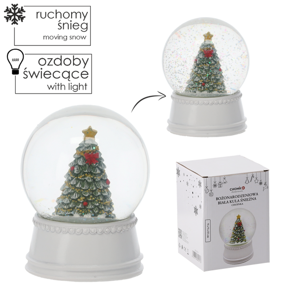 CHRISTMAS SNOWBALL - CHRISTMAS TREE 9 x 9 x 15 CM WHITE *5713