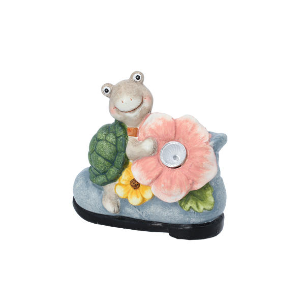 ZÁHRADNÍ FIGURKA - ŽELVA S KVĚTINOU 15,5 x 8 x 15 CM LED balení=4ks *7836