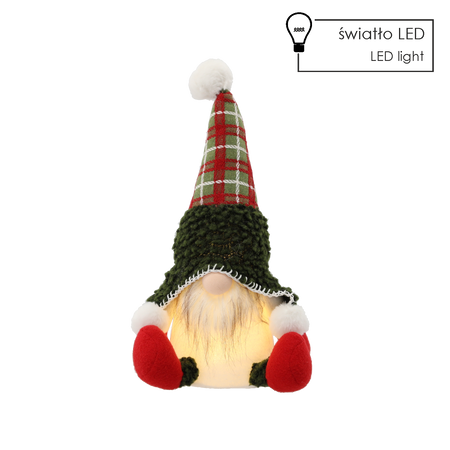 CHRISTMAS GNOME SITTING GREEN 22 X 17 X 34 CM