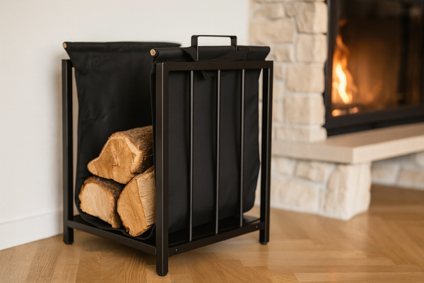 LOG HOLDER BLACK CANVAS CARRIER L20"