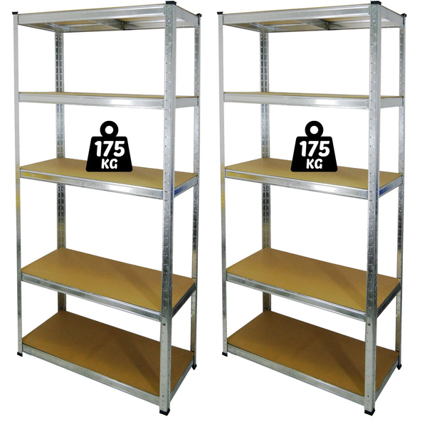 DVA REGÁLY 5-ÚROVŇOVÉ 90x30x180 CM NOSNOSŤ POLÍC: 175 KG*0885