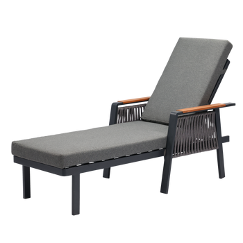 LEŻAK OGRODOWY ALUMINIOWY "SKOPJE" 200 x 70 x 32/83 CM SZARY *8116