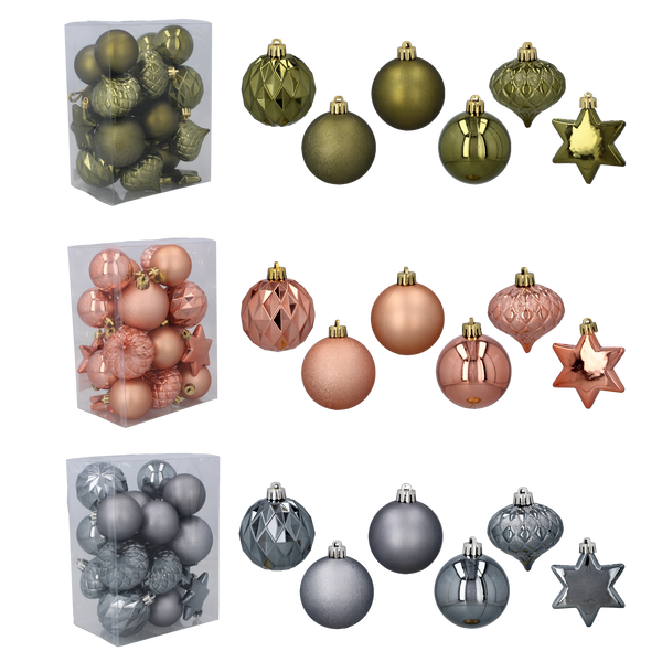 KPL. 23 Olivové/medené/grafitové gule mix vzorov *7504