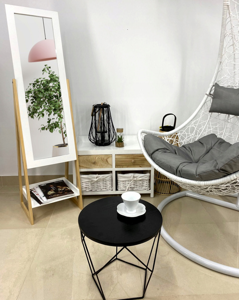 LUSTRO STOJĄCE DREWNIANE NOGI Z PÓŁKĄ 40 x 36 x 150 CM *9740