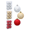 SET OF 6 GEOMETRIC BAUBLES 6 CM RED/GOLD/SILVER