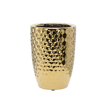 KERAMICKÝ OBAL NA KVĚTINÁČ 25,5 x 25,5 x 34,5 CM ZLATÝ PLÁST MIHLA *3499