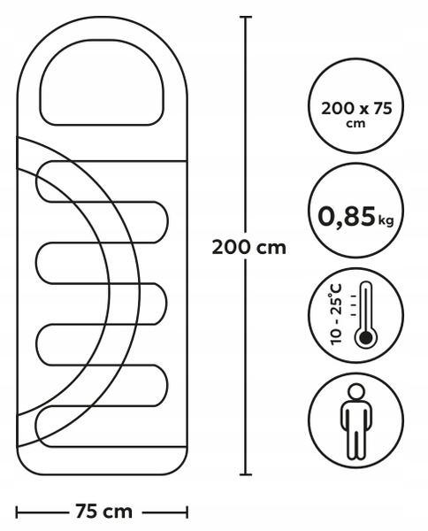 ŚPIWÓR TURYSTYCZNY 200 x 75 CM MIX KOLOR *9356