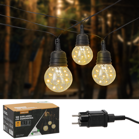 GIRLANDĂ DE GRĂDINĂ 5 V LUNGIME 3 + 7 M BUBBLE WIRE 10 LED ALB CĂLDURE CU MÂNER *1298